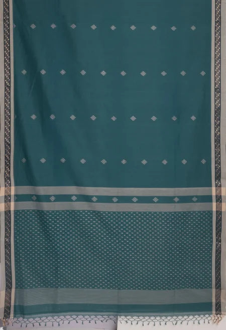 Handwoven Tangail Cotton Saree – Turquoise - Retail Maharaj