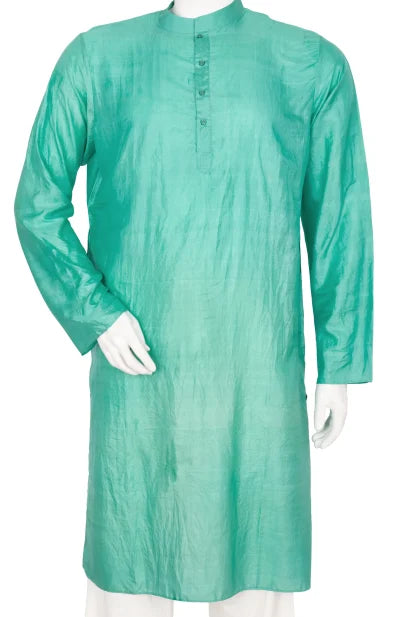Plain Garod Silk Kurta – Green - Retail Maharaj