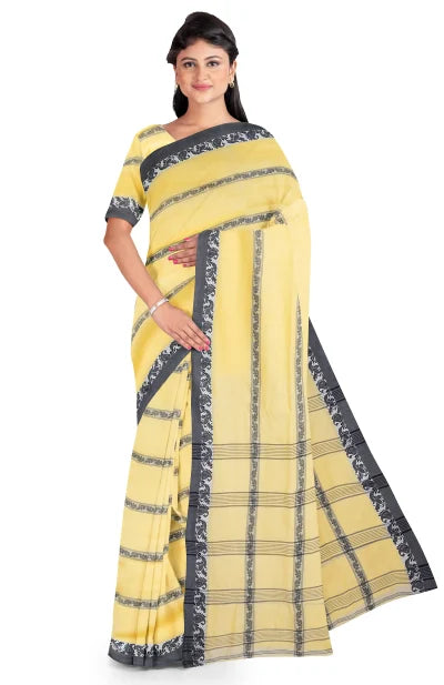 Santipuri Cotton Saree – Pastel Yellow - Retail Maharaj