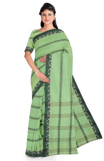 Santipuri Cotton Saree – Green - Retail Maharaj