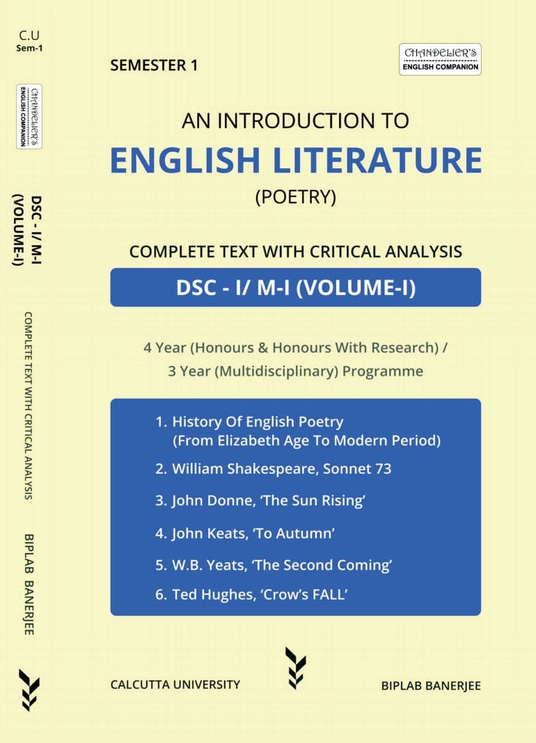 ENGLISH LITERATURE (POETRY) DSC-1/M1 (VOL-1), SEMESTER-1, C.U. (English Version) - Retail Maharaj