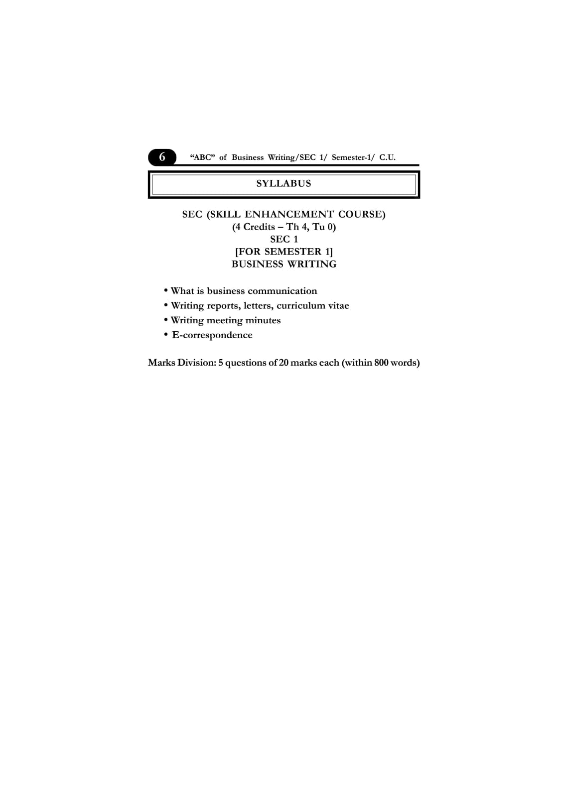 ABC OF BUSINESS WRITING (SEC) SEMESTER-1, C.U. (English Version) - Retail Maharaj