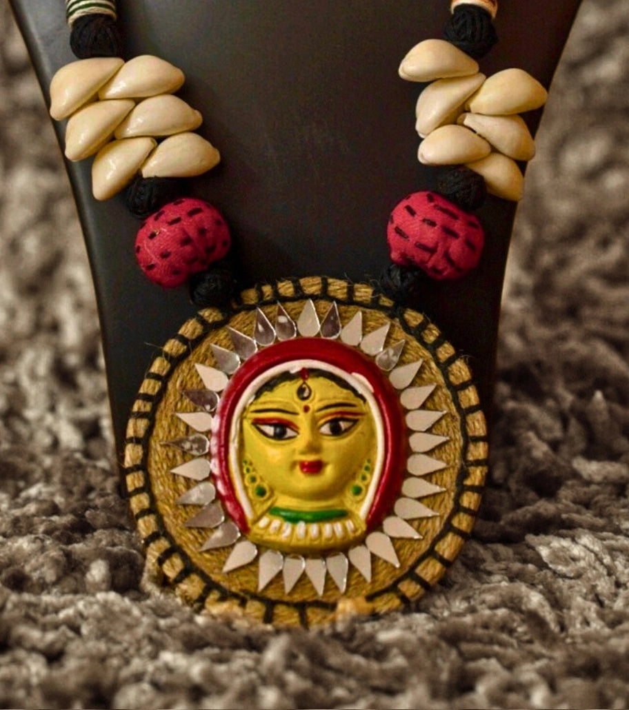 Devi Face Cowrie Fusion Necklace Set - Retail Maharaj