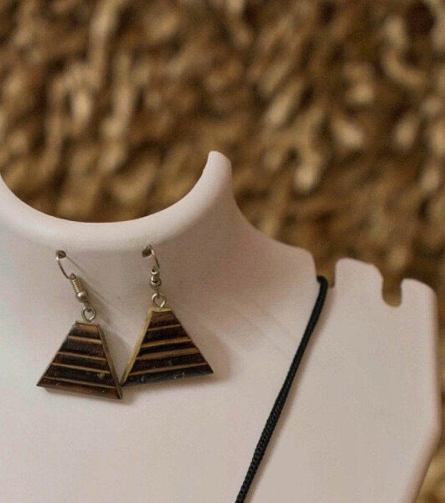 Tribal Terra Wooden Pendant Set – Handcrafted Boho Necklace & Earring Set - Retail Maharaj