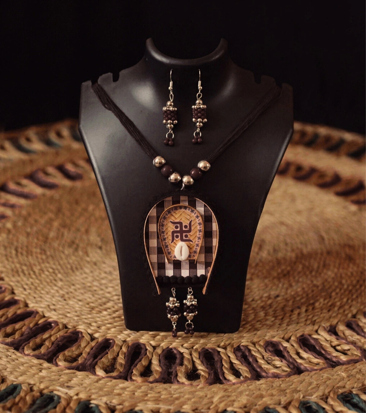 Swastik Shubh Cowrie Charm Necklace Set | Handcrafted Swastik Pendant & Cowrie Shell Necklace for Spiritual & Festive Occasions - Retail Maharaj