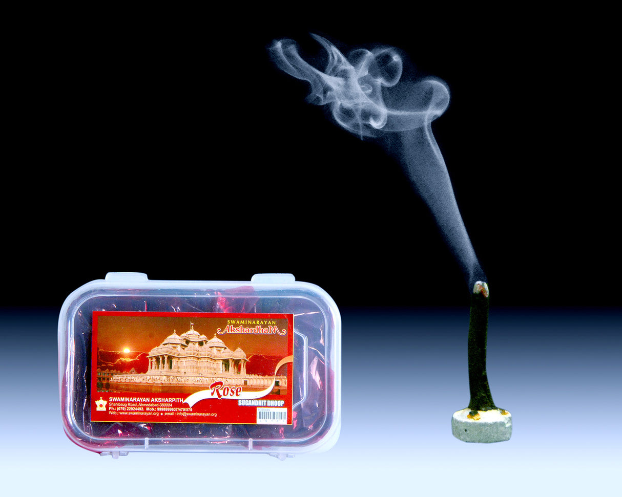 Rose Sugandhi Dhoop 2" Long | Plastic Container - Retail Maharaj