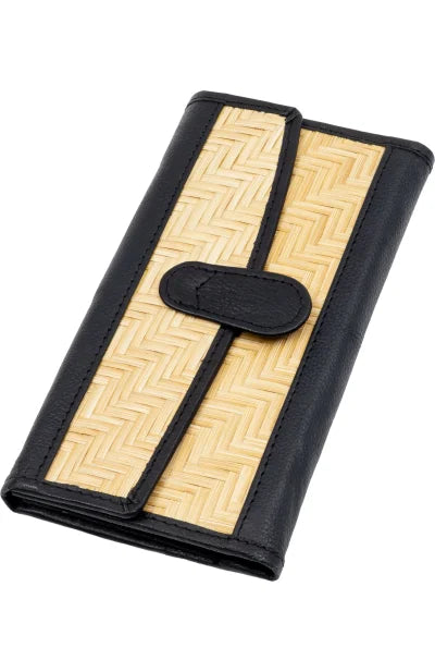 Leather Ladies Purse with Bamboo Work - Retail Maharaj