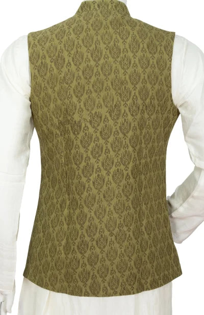 Handblock Printed Cotton Wool Handloom Jacket – Olive green - Retail Maharaj