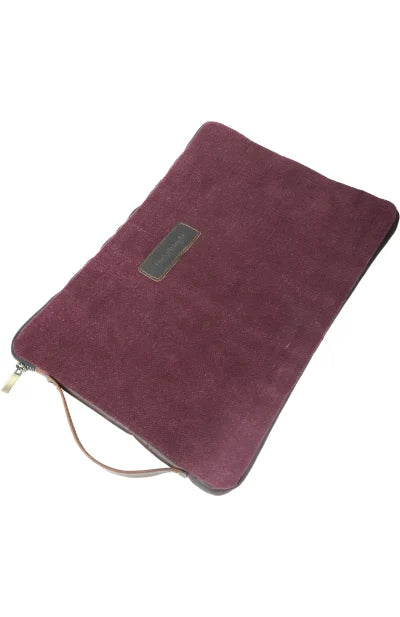 Jute Laptop Zipper Sleeve with Leather Handle - Retail Maharaj