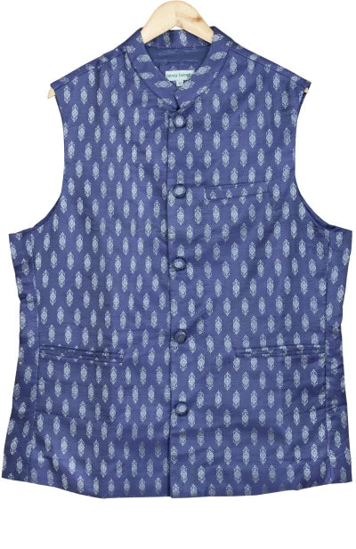 Baluchari Silk Handloom Jacket – Indigo - Retail Maharaj