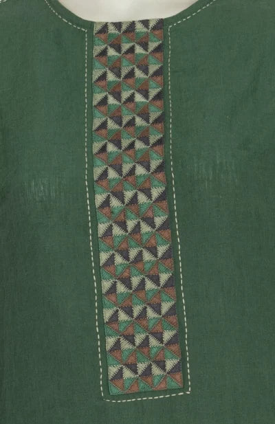 Embroidered Linen Kameez – Green - Retail Maharaj