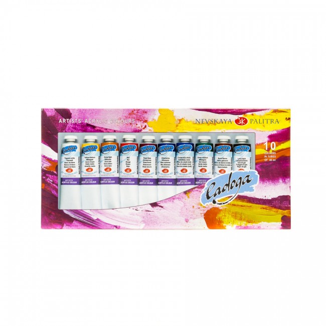 Ladoga Acrylic Colour Set of 18ml and 46ml Universal Artist Acrylics for Canvas Wood Paper and Decorative Painting