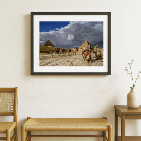 Echoes of Empire – Camels & Pyramids, Cairo | Fine-Art Photograph by Sayantan Sengupta - Retail Maharaj