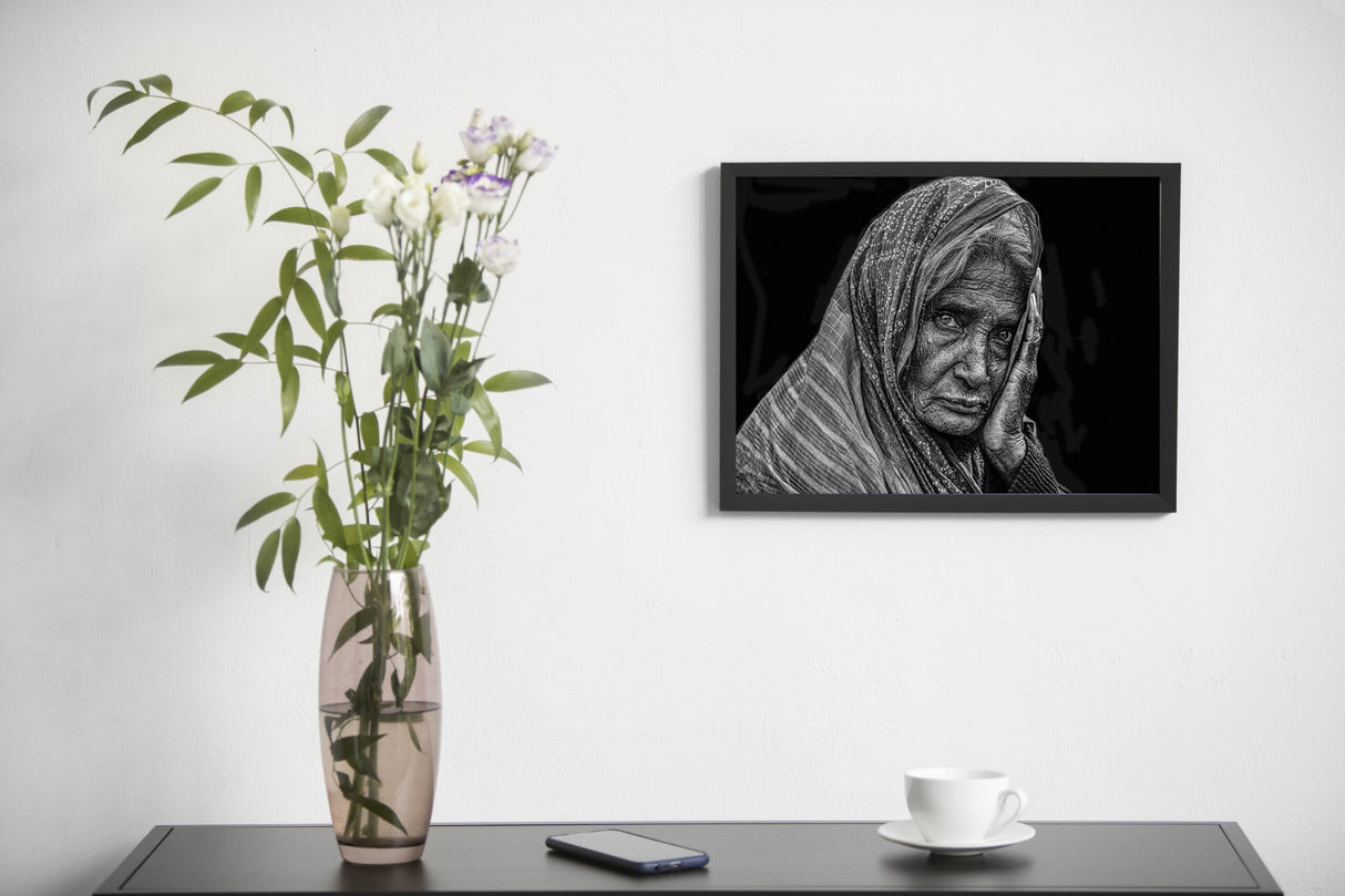 The Silent Chronicle – Old Woman, Gangasagar – Fine Art Photograph by Sayantan Sengupta - Retail Maharaj