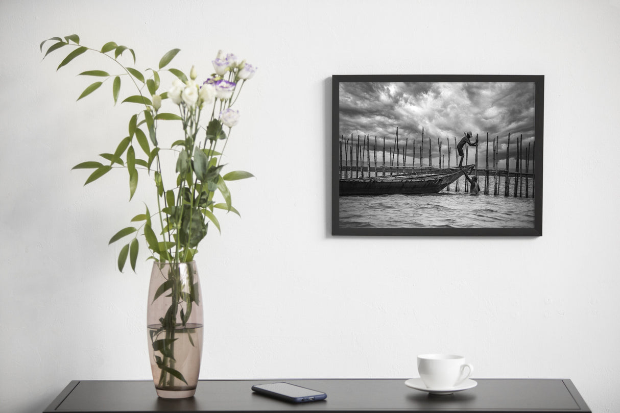 Saving the Boat – Chilika Lake, Odisha – Fine Art Photograph by Sayantan Sengupta - Retail Maharaj