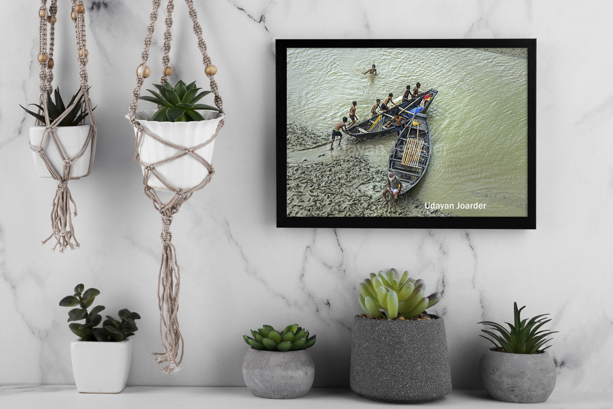 Life on a River Bed – Children Playing by River Matla, Canning, West Bengal - Retail Maharaj