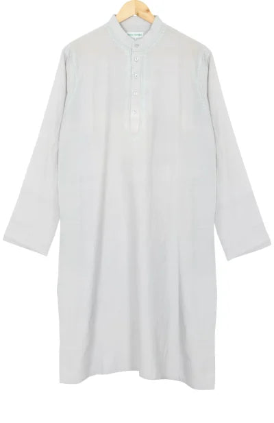 Embroidered Cotton Kurta – Grey - Retail Maharaj