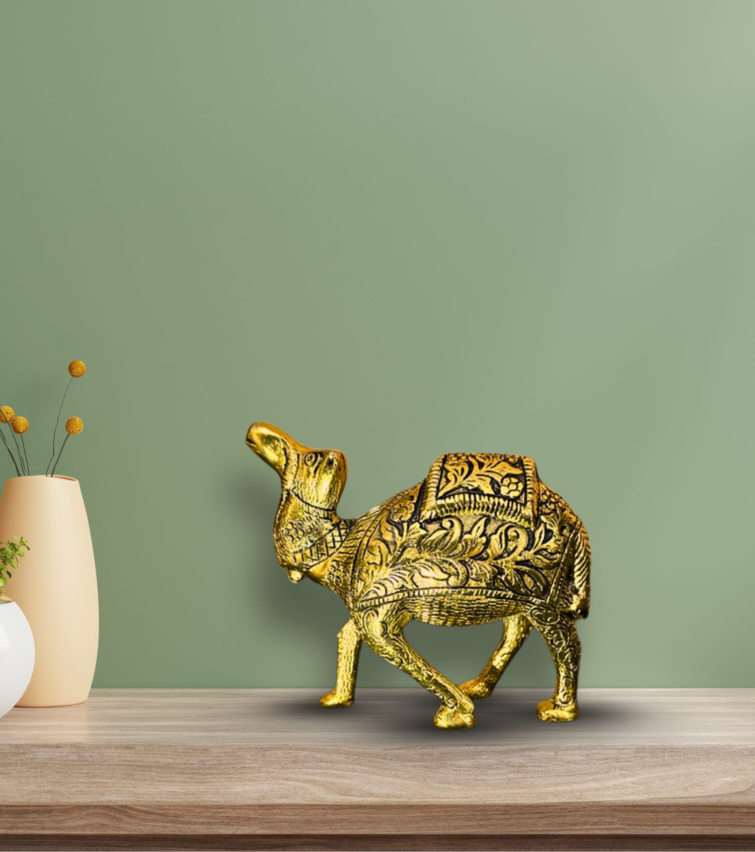 Camel Figurine in Brushed Alloy Metal – Handcrafted Brass Desert Sculpture for Home Decor & Gifting - Retail Maharaj