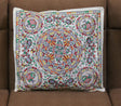 Madhubani Mandala Bloom Handpainted Cushion Cover – Floral & Fish Motif Cotton Pillow Cover (18 x 18 inch) | Traditional Indian Folk Art Home Décor - Retail Maharaj