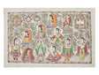 Scenes from Sita Kalyanam Handpainted Madhubani Painting – Ramayana Wedding Miniature on Cotton (37.5 x 25 inch) | Traditional Indian Folk Art for Devotional Wall Décor - Retail Maharaj