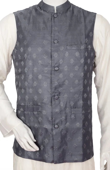 Baluchari Silk Handloom Jacket – Grey - Retail Maharaj