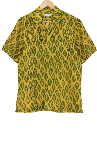 Batik Print Cotton Shirt – Yellow - Retail Maharaj