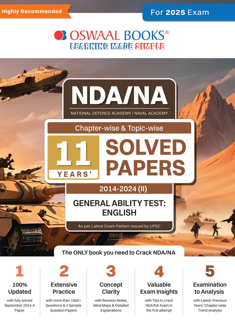 NDA-NA (NATIONAL DEFENCE ACADEMY/NAVAL ACADEMY) 11 Years' Chapter-wise & Topic-wise Solved Papers 2014-2024 (II) | General Ability Test: English | For 2025 Exam - Retail Maharaj