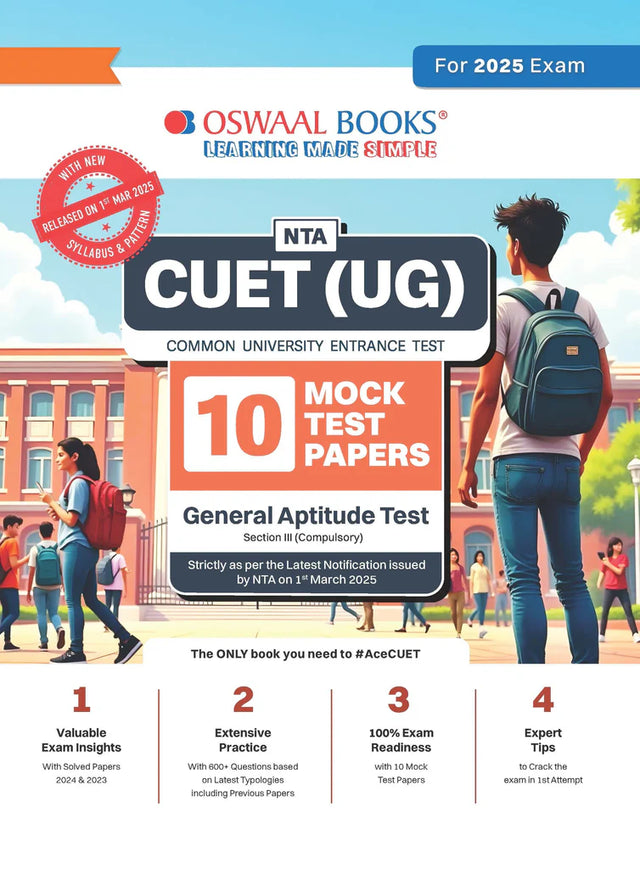NTA CUET (UG) 10 Mock Test Papers Papers | Section III (Compulsory) | General Aptitude Test (For 2025 Exam) | With New Syllabus & Pattern Released on 1st March 2025 - Retail Maharaj