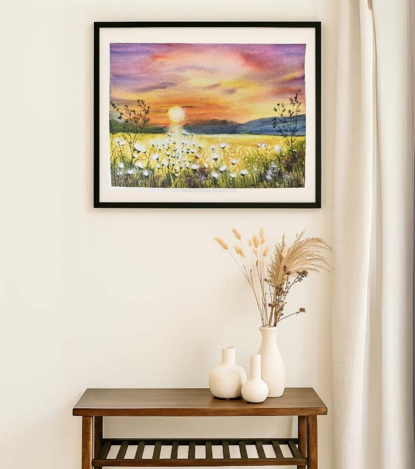 Golden Whisper of Dusk – Watercolour on Textured Paper by Nandita Mishra - Retail Maharaj