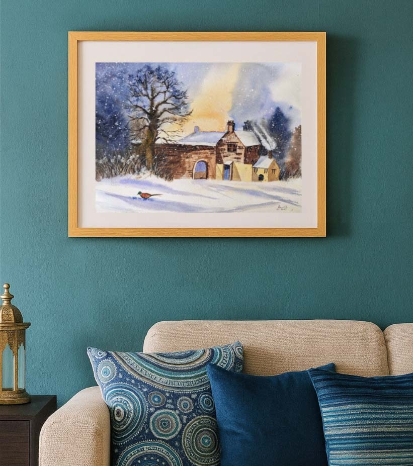 Whispers of Winter at The Inn – Watercolour by Nandita Mishra - Retail Maharaj