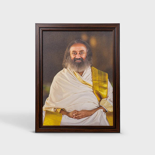 Photo Frame 12 x 16 inch (Golden Shawl) | Premium Frame featuring Gurudev Sri Sri Ravi Shankar - Retail Maharaj