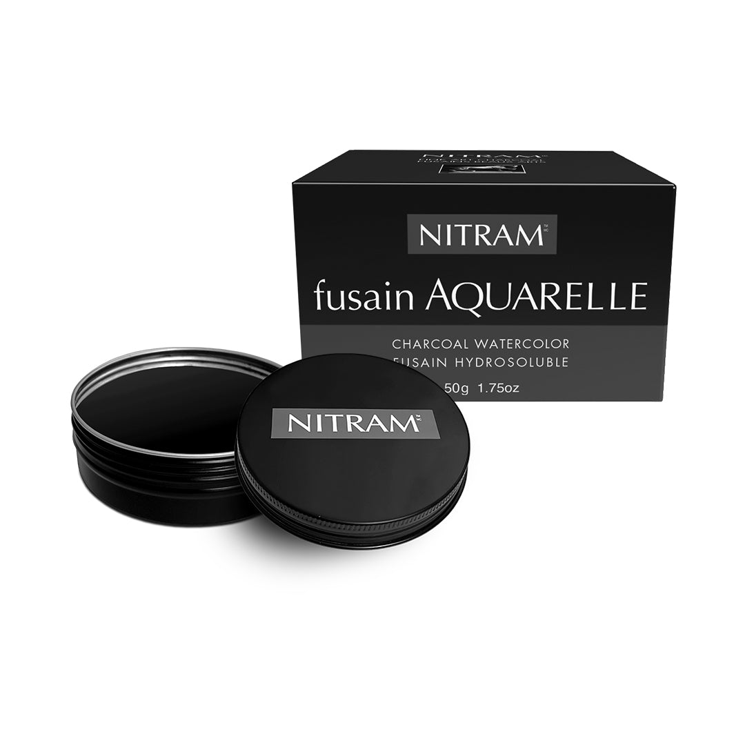 Nitram Fusain Aquarelle Charcoal Watercolour 50g Tin for Artistic Washes and Fine Linework