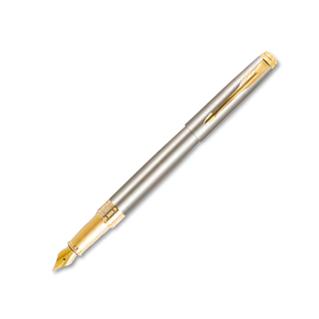 Parker Aster Brushed Metal Gold Trim Medium Fountain Pen