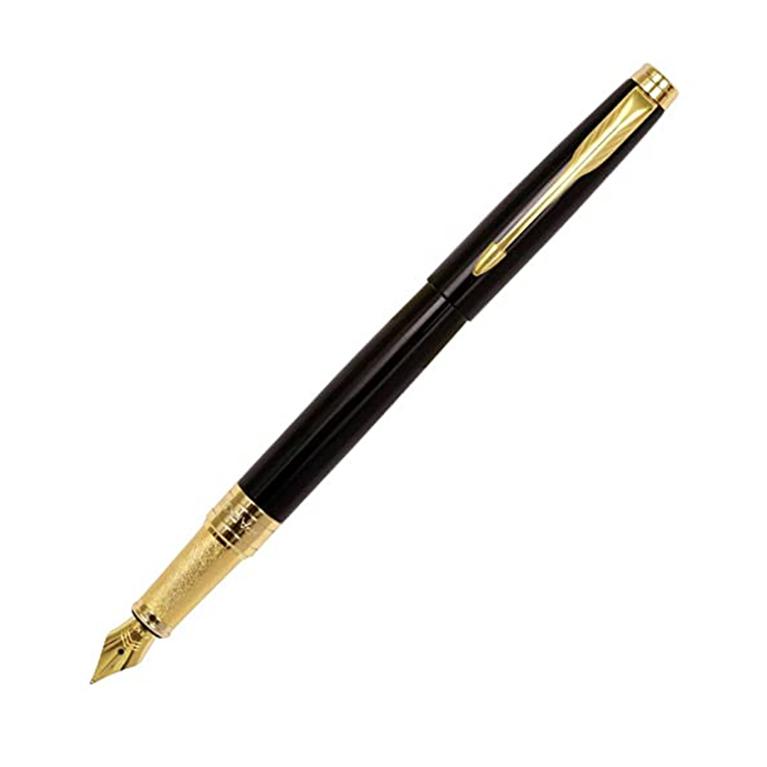 Parker Aster Lacque Black Gold Trim Fountain Pen