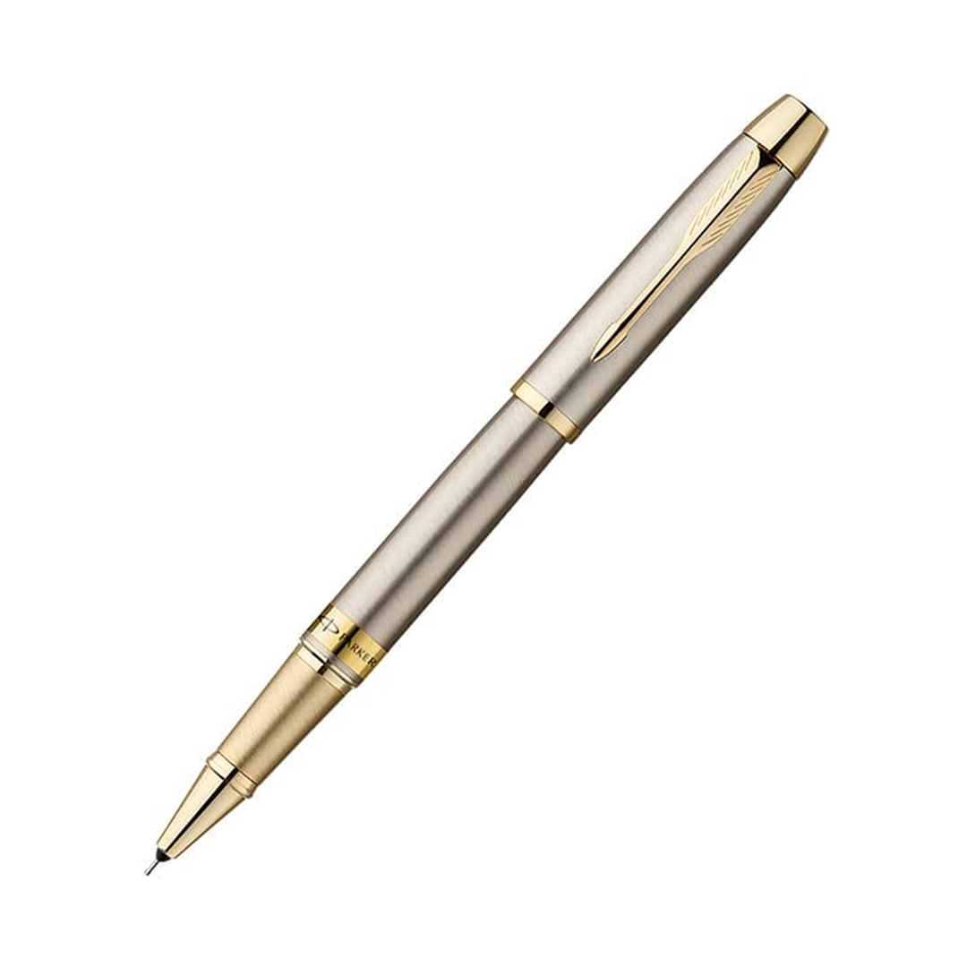 Parker Odyssey Brushed Metal Ballpoint Pen with Gold Trim