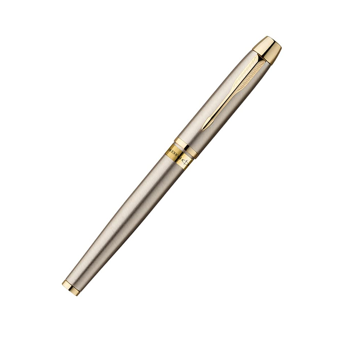 Parker Odyssey Brushed Metal Rollerball Pen with Gold Trim