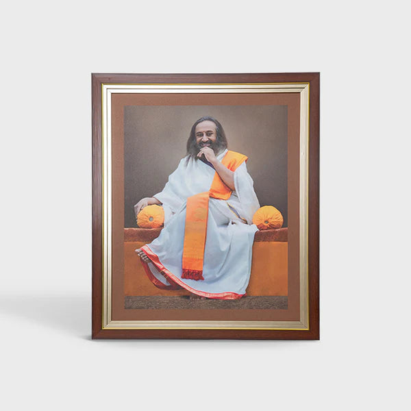 Photo Frame 24 x 30 inch (Sitting on Chair) C - Triple Frame | Premium Frame featuring Gurudev Sri Sri Ravi Shankar - Retail Maharaj
