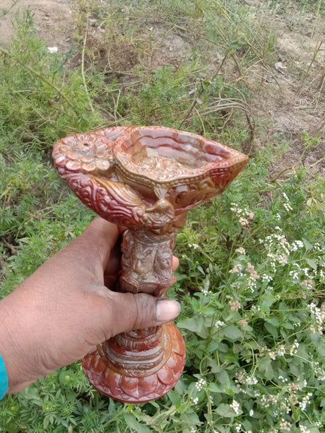 Pradeep – Handcarved Soapstone Oil Lamp from Odisha for Spiritual Elegance & Traditional Décor - Retail Maharaj