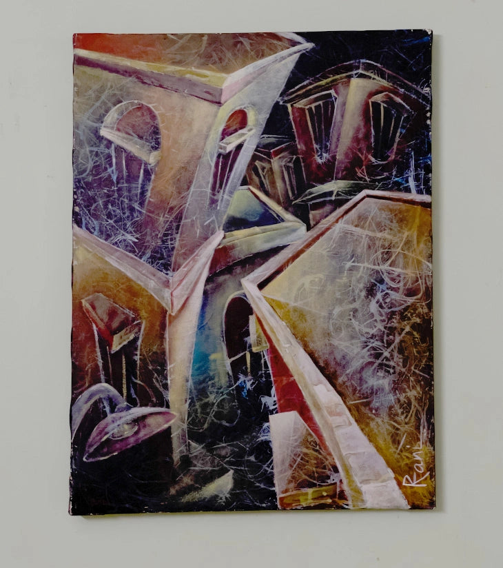 “Shadowed Alleys” – Mixed Media Canvas by Rani Bhowani - Retail Maharaj