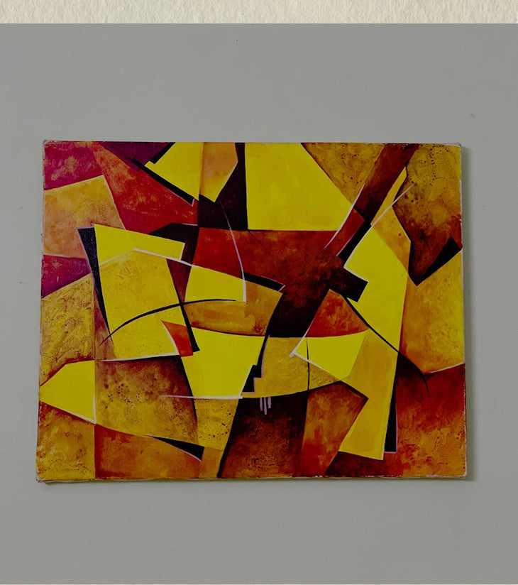 “Sunlit Chaos” – Abstract Geometric Painting - Retail Maharaj