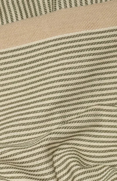 Handwoven Cotton Shawl – Beige & Green - Retail Maharaj