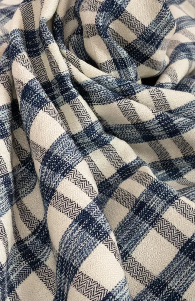 Handwoven Blue & White Woollen Shawl - Retail Maharaj