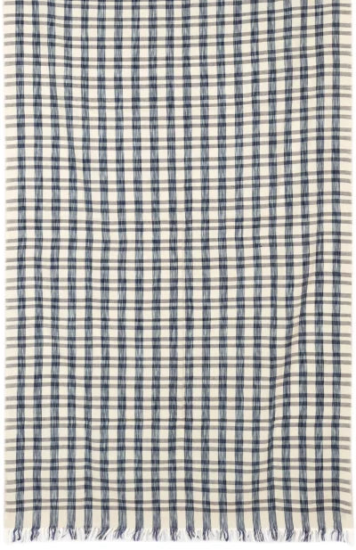 Handwoven Blue & White Woollen Shawl - Retail Maharaj