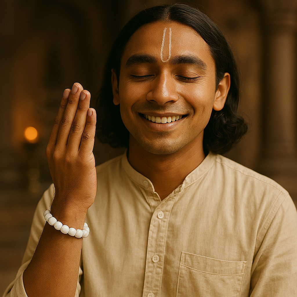 Radha Engraved Tulsi Bracelet – Pack of 4 for Divine Blessings - Retail Maharaj