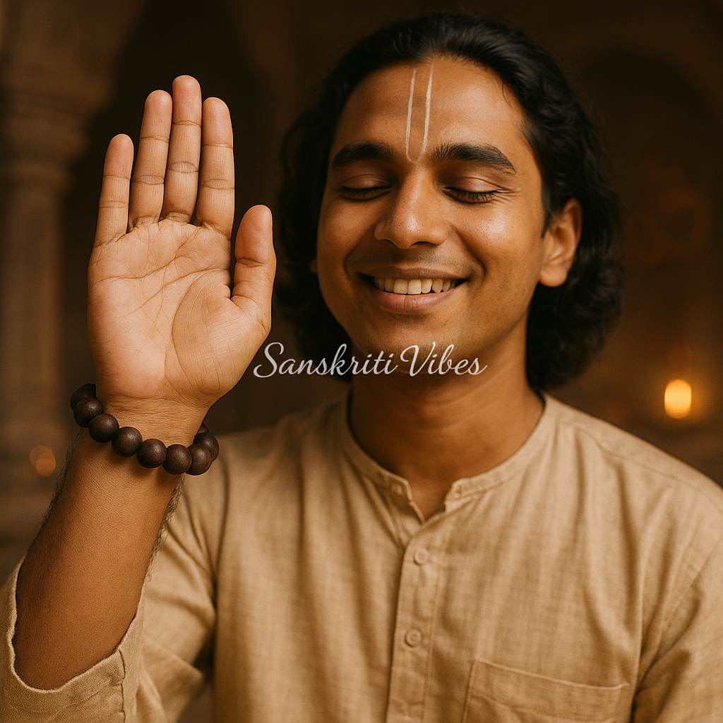 Dark Brown Shyama Tulsi Beads Handmade Bracelet for Spiritual Wellness - Retail Maharaj