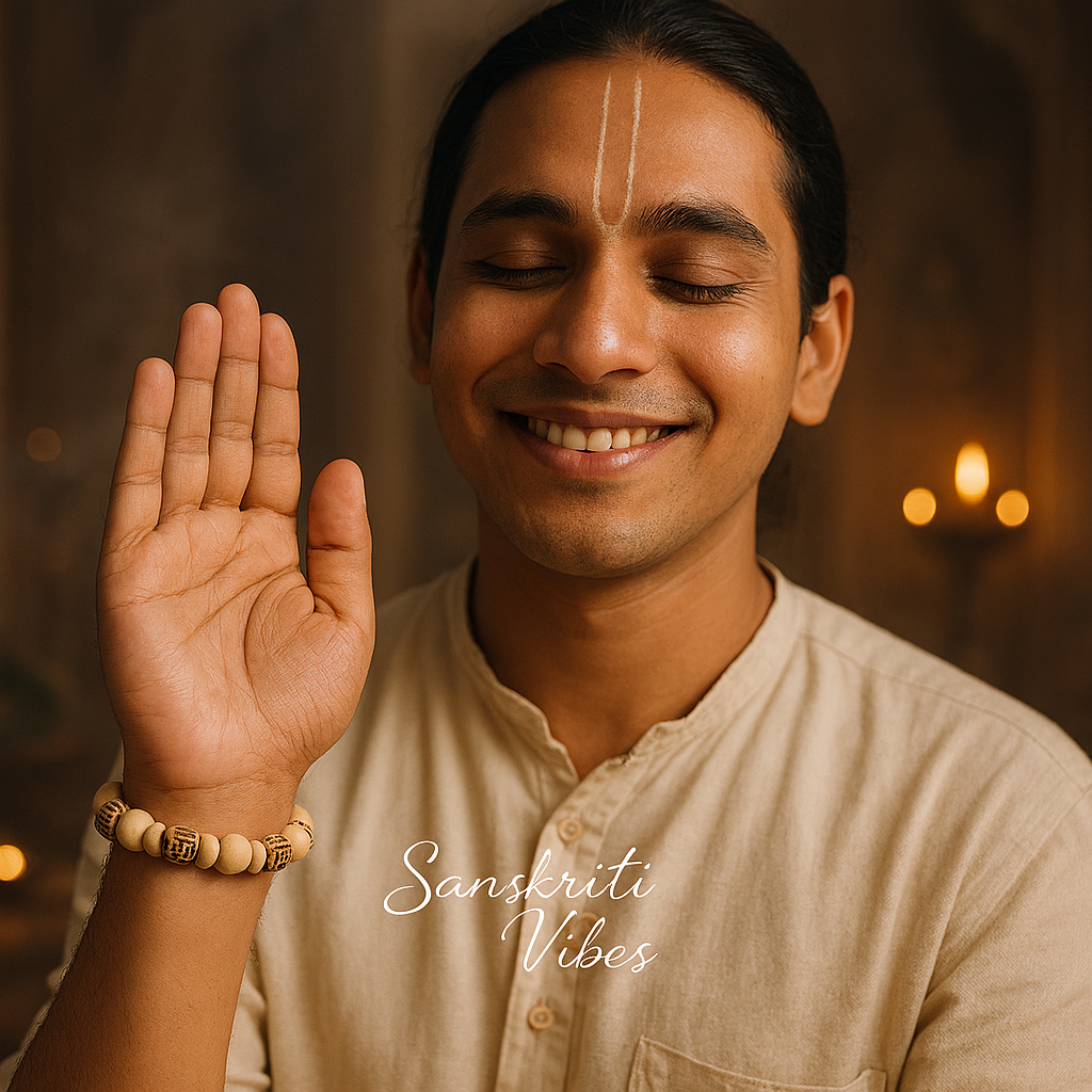 Original Tulsi Handmade Bracelet in Multi Strings – Bow Band Pattern for Spiritual Blessings - Retail Maharaj