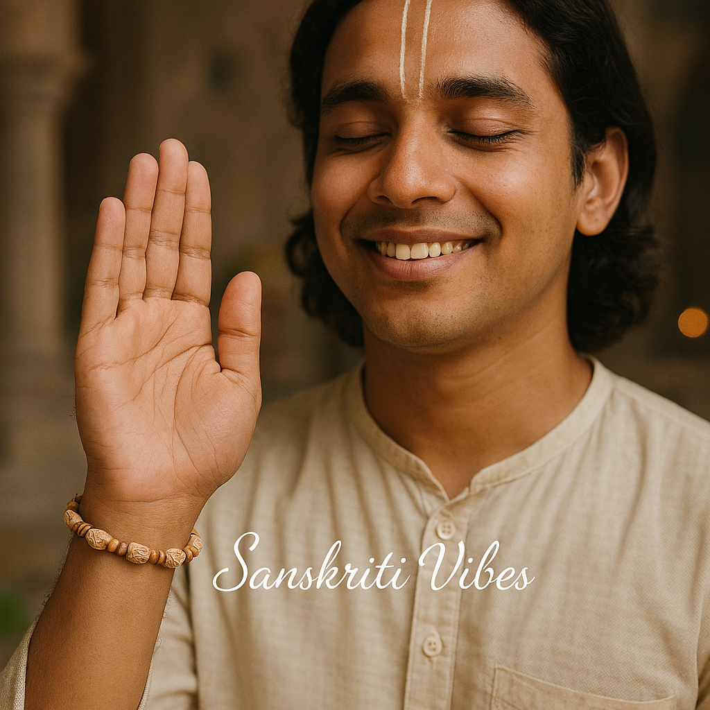 Mirdang Shaped Radha Naam Tulsi Beads Bracelet – Classic for Spiritual Wellness and Blessings - Retail Maharaj