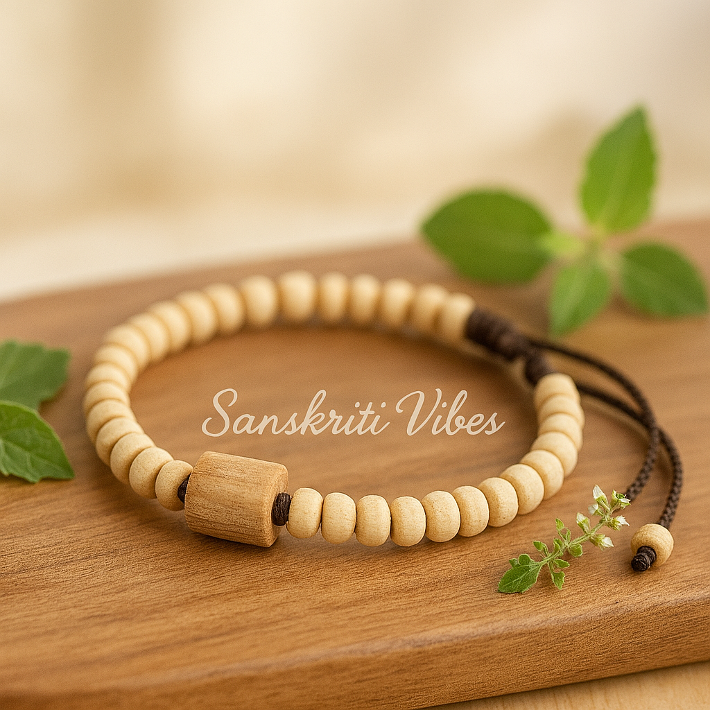 Tulsi Hand Bracelet From Vrindavan – Sacred Shyama Tulsi Adjustable Bracelet - Retail Maharaj
