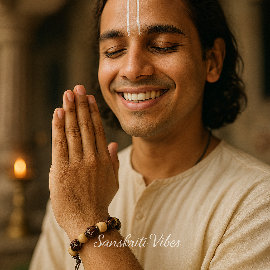 Lotus Beads Tulsi Bracelet in Adjustable Pattern – Classic Spiritual Bracelet for Devotees