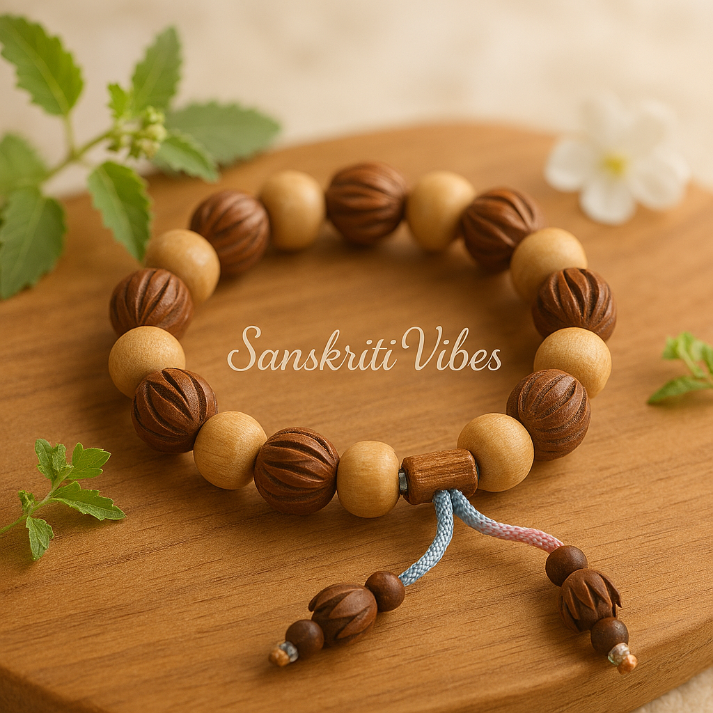 Lotus Beads Tulsi Bracelet in Adjustable Pattern – Classic Spiritual Bracelet for Devotees